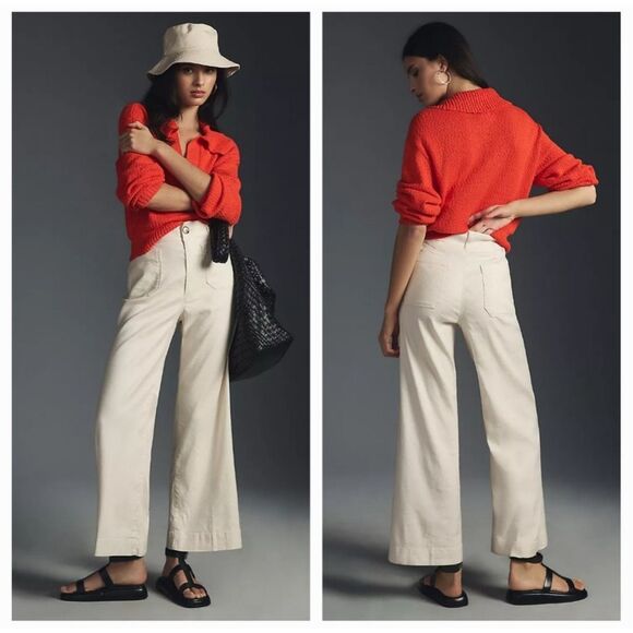 Anthropologie The Colette Cropped Wide-leg Pants by Maeve 32 Linen Edition - Picture 2 of 10
